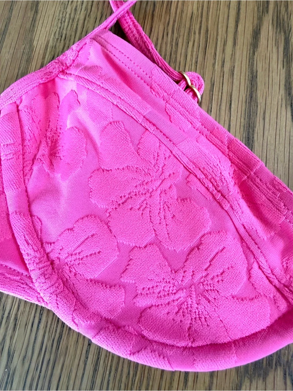 L*Space Missy Bikini Top Pink Textured Underwire Size S NWT